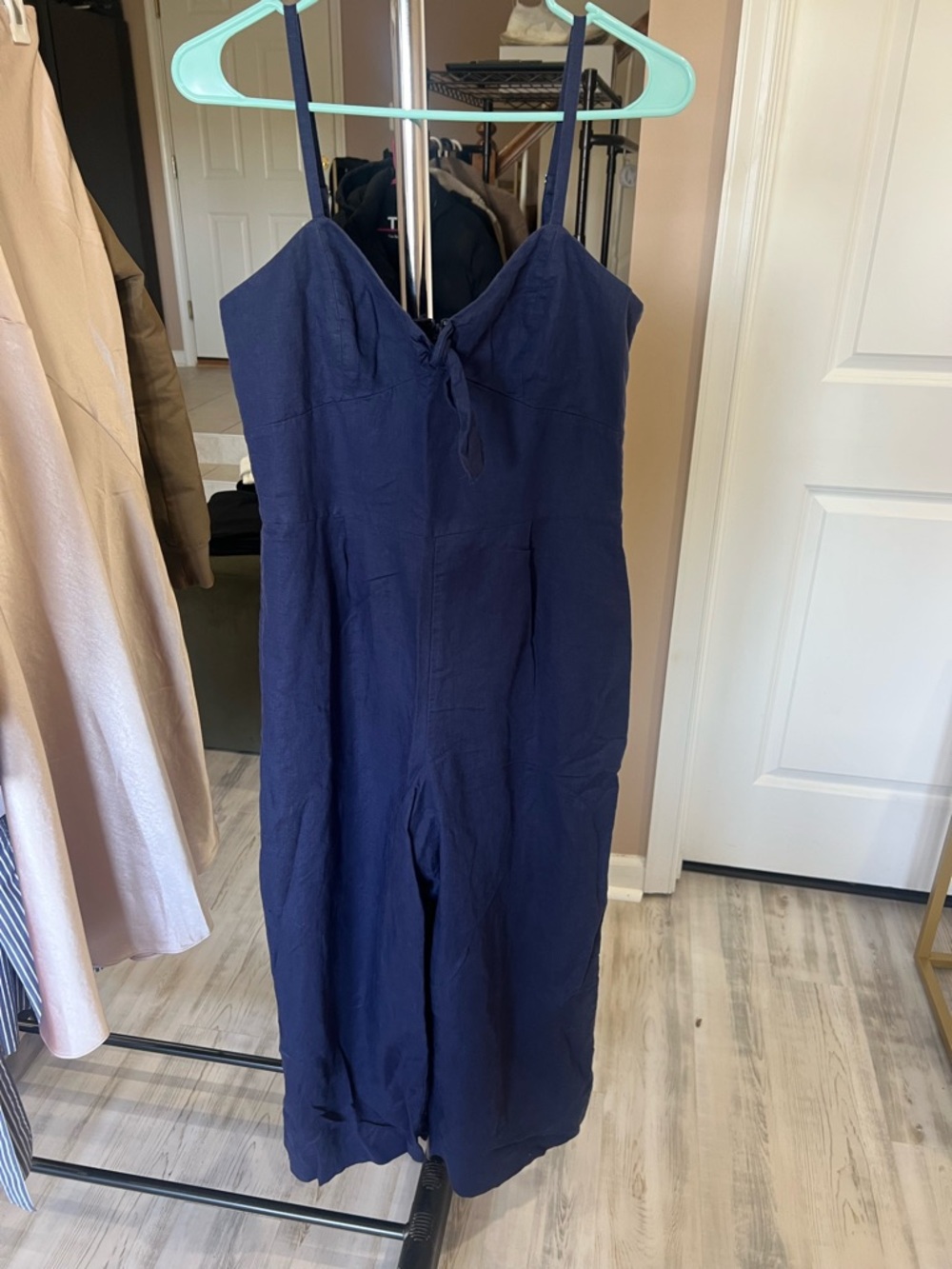 JCrew Navy Sleeveless Jumpsuit with Tie Front